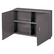 Shelving Storage Cabinet, 22-1/4 in H, 33-3/4 in W, 8-1/2 in D, Swing, Keyed, Gray, 1 Shelves