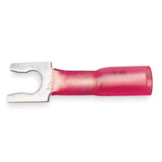Fork Terminal, #10 Stud Size, 18 AWG, 600 V, Heat Shrink Insulated, Red, Crimp Termination Only