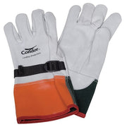 Electrical-Insulating Glove Protectors, Goatskin, 12" Length, White/Orange/Green, Size 8