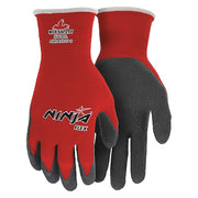 Coated Gloves, Latex, Textured, Palm, 3 Abrasion Level, Red, S (7) 1 PR