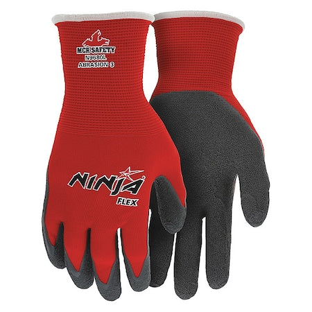 Coated Gloves, Latex, Textured, Palm, 3 Abrasion Level, Red, S (7) 1 PR