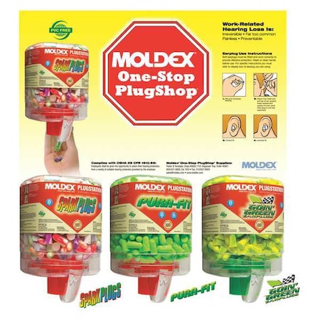 One-Stop Plugshop Ear Plugs with Dispenser, Foam, Bullet, 33 dB NRR, Uncorded, 750 Pairs Per Pkg