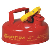 Type I Safety Can, Galvanized Steel, 2 qt, Self-Closing Lid, 9 in Dia., Red, Flammables