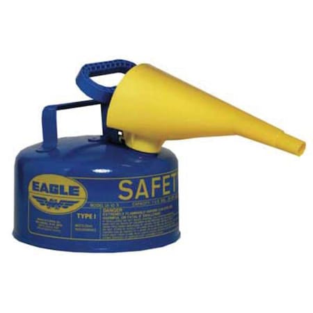 Type I Safety Can, Galvanized Steel, 1 gal, Self-Closing Lid, Includes Funnel, Blue, Kerosene