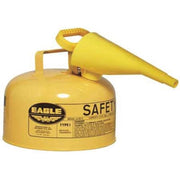 Type I Safety Can, Galvanized Steel, 2 gal, Self-Closing Lid, Yellow, Includes Funnel, Diesel