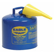 Type I Safety Can, Galvanized Steel, 5 gal, Self-Closing Lid, Includes Funnel, Blue, Kerosene
