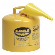 Type I Safety Can, Galvanized Steel, 5 gal, Self-Closing Lid, Includes Funnel, Yellow, Diesel