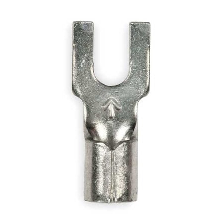 Fork Terminal, #6 Stud Size, 10 AWG, 600 V, Bare Insulated, Yellow, Crimp Termination Only, 50 PK