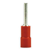 Pin Terminal, 18 AWG, 600 V, Vinyl Insulated, Red, Crimp Termination Only, 100 PK