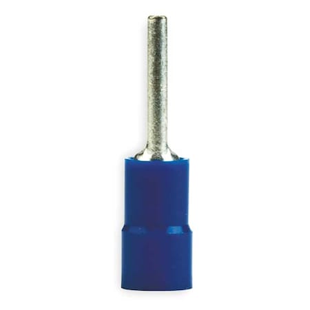 Pin Terminal, 14 AWG, 600 V, Vinyl Insulated, Blue, Crimp Termination Only, 100 PK