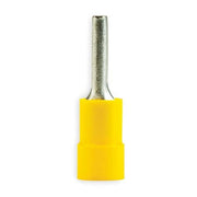 Pin Terminal, 10 AWG, 600 V, Vinyl Insulated, Yellow, Crimp Termination Only, 50 PK