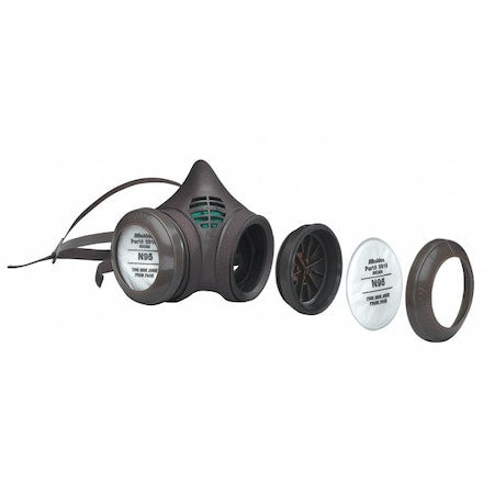Half Mask Respirator, 8000, Not Rated, Snap-In Gasket, Size, M 0 Cartridges Included