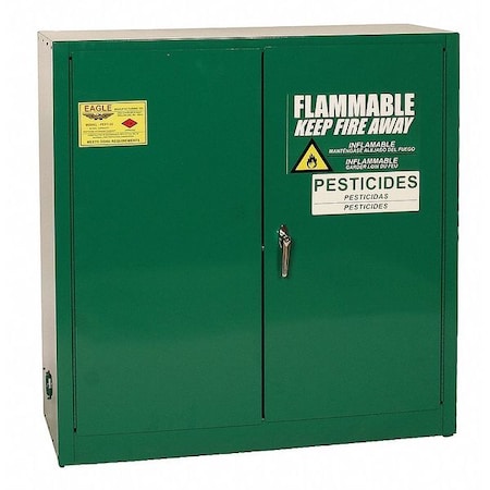 Hazardous Material Storage Cabinet, 30 gal, 1 Shelves, Steel, 43 in W x 44 in H x 18 in D, Green