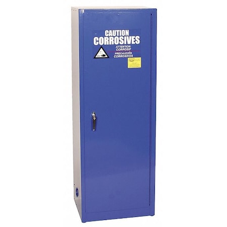 Hazardous Material Storage Cabinet, 24 gal, 3 Shelves, Steel, 23 1/4 in W x 65 in H x 18 in D, Blue