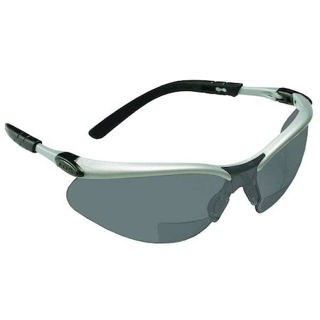 3M(TM) Bx(TM) Reader Safety Glasses, Black/Gray Wraparound Frame, 2.0 Diopter, Gray Lens, Universal
