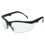 KD3 Reader Safety Glasses, Black Wraparound Frame, 2.5 Diopter, Clear Lens, Anti-Scratch Coating