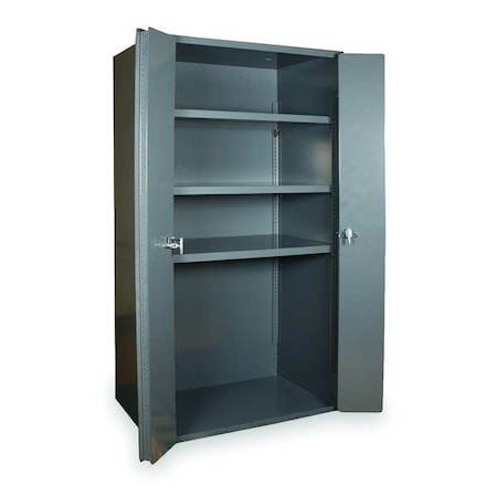 Shelving Storage Cabinet, 72 in H, 36 in W, 24 in D, Swing, Padlock Hasp, Gray, 3 Shelves, 0 Drawers
