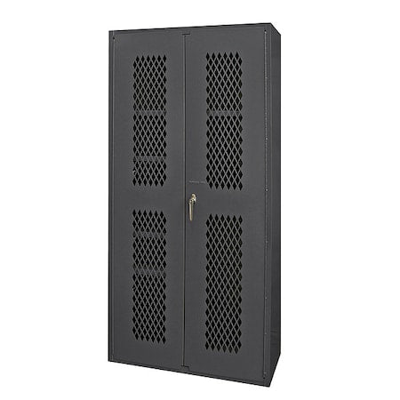 Janitorial Storage Cabinet, 84 in H, 36 in W, 24 in D, Swing, Keyed, Gray, 5 Shelves, 0 Drawers