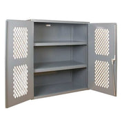 Shelving Storage Cabinet, 42 in H, 36 in W, 24 in D, Swing, Keyed, Gray, 2 Shelves, 0 Drawers