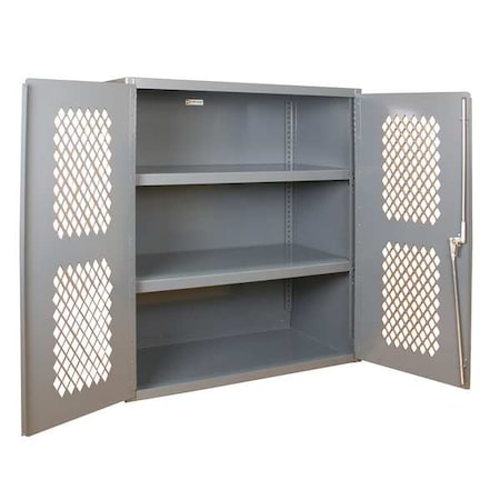 Shelving Storage Cabinet, 42 in H, 36 in W, 24 in D, Swing, Keyed, Gray, 2 Shelves, 0 Drawers