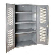 Shelving Storage Cabinet, 84 in H, 36 in W, 24 in D, Swing, Keyed, Gray, 3 Shelves, 0 Drawers