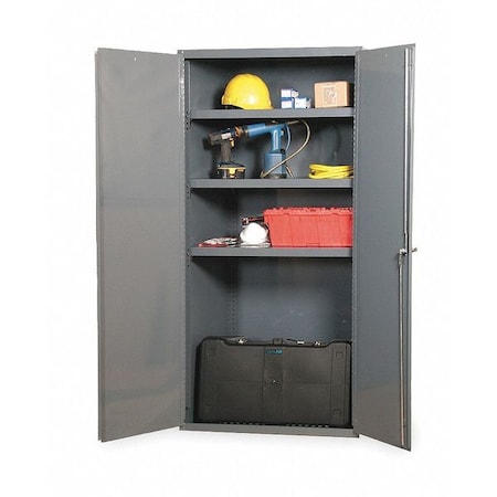 Shelving Storage Cabinet, 72 in H, 36 in W, 24 in D, Swing, Keyed, Gray, 3 Shelves, 0 Drawers