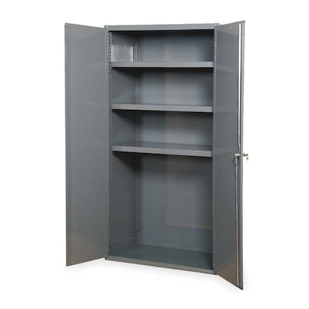 Shelving Storage Cabinet, 72 in H, 48 in W, 24 in D, Swing, Keyed, Gray, 3 Shelves, 0 Drawers