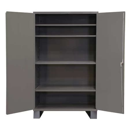 Shelving Storage Cabinet, 78 in H, 48 in W, 24 in D, Swing, Keyed, Gray, 4 Shelves, 0 Drawers