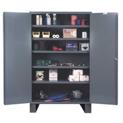 Shelving Storage Cabinet, 78 in H, 48 in W, 24 in D, Swing, Keyed, Gray, 5 Shelves, 0 Drawers