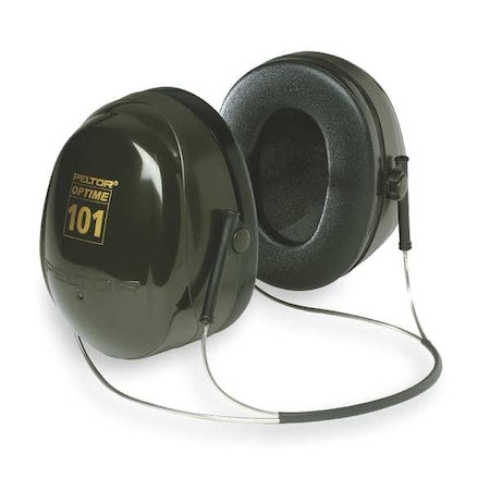 Peltor Optime 101 Behind-the-Neck Ear Muffs, 26 dB NRR, Passive, General Purpose, Black/Green