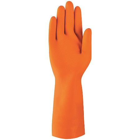 AlphaTec Chemical Resistant Gloves, Natural Rubber Latex, 13 in L, 0.75 mm, Orange, 9, 1 PR