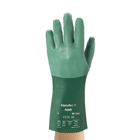 AlphaTec(R) 08-352 Chemical Resistant Gloves, Neoprene, 12 in L, 55 mil, Green, 9, 1 PR
