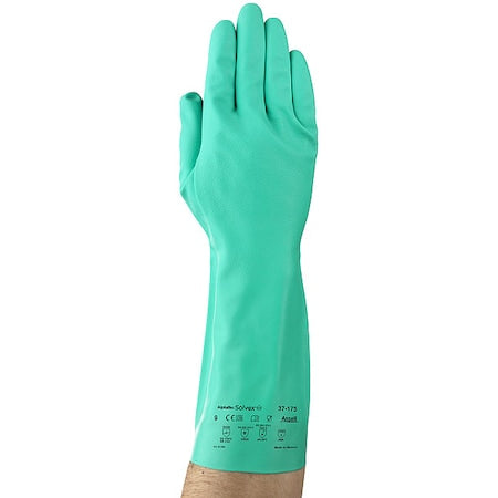 Alphatec Solvex Chemical Resistant Gloves, 18.11 Thickness, Flock Lining, 13 in L, Green, Size 10,PR