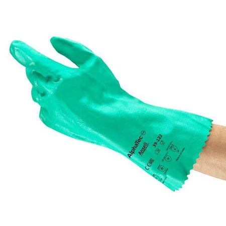AlphaTec(R) 39-122 Chemical Resistant Gloves, Nitrile, 12 in L, 47 mil, Green, 8, 1 PR