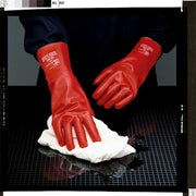 Solvex 15-554 Chemical Resistant Gloves, PVA, 14 in L, 37.5 mil, Red, 9, 1 PR