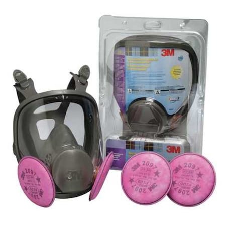 Full Face Respirator Kit, Includes 2 Cartridges, Nuisance Organic Vapor, P100, Size M