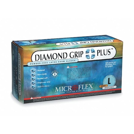 DGP-350, Disposable Gloves, 5.00 to 5.99 mil Palm, Latex, Powder-Free, L (9), 100 PK, Beige