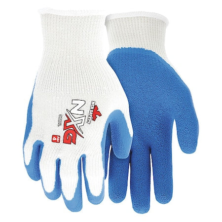 Coated Gloves, Latex, Textured, Palm, Not Tested Abrasion Level, White, M (8) 1 PR