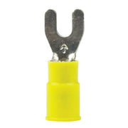 Fork Terminal, #10 Stud Size, 10 AWG, 600 V, Nylon Insulated, Yellow, Crimp Termination Only, 50 PK