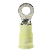 Ring Terminal, 1/4 in Stud Size, 10 AWG, 1,000 V, Nylon Insulated, Yellow, Crimp Termination Only