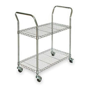 Wire Cart, 2 Shelf,Chrome,53x24x39 In.