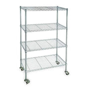 Wire Cart, 4 Shelf, Zinc,60x24x67 In.