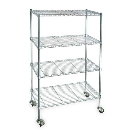 Wire Cart, 4 Shelf, Zinc,60x24x67 In.