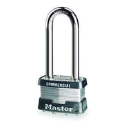 Padlock, Keyed Alike, Long Shackle, Rectangular Steel Body, Steel Shackle, 3/4 in W