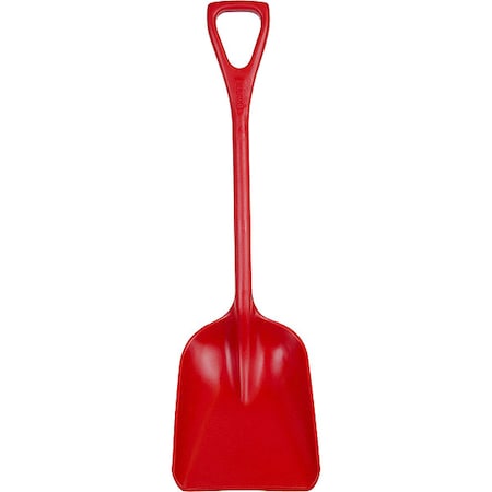 Hygienic Square Point Shovel, Polypropylene Blade, 23 1/2 in L, Red