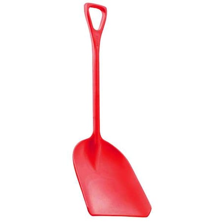Hygienic Square Point Shovel, Polypropylene Blade, 28 in L, Red Polypropylene Handle
