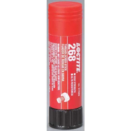 Threadlocker, LOCTITE 268, Red, High Strength, Solid, 0.67 oz Stick