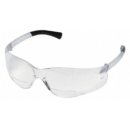 Bifocal Safety Reading Glasses, Anti-Scratch, Padded Arms, Clear Frame, Clear Lens, +1.00 Diopter