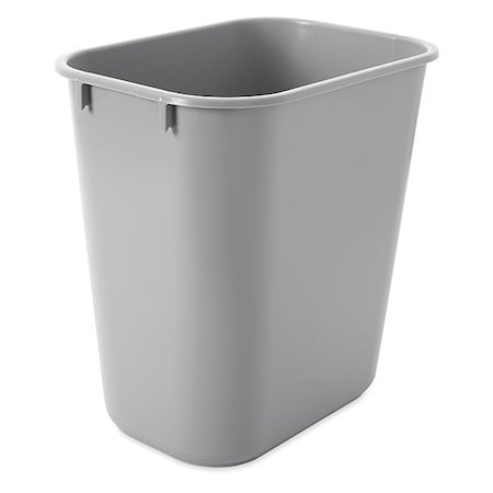 Deskside 3 gal Rectangular Indoor Plastic Can, Gray, None, Plastic, 8 1/4 in