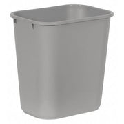 Rectangular Wastebasket, 7 gal, LLDPE, Open Top, Plastic, Gray